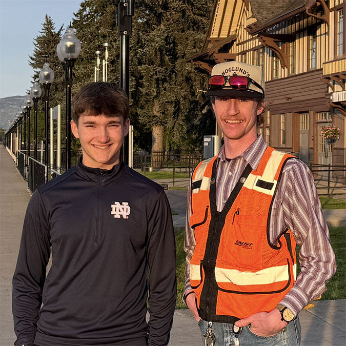 Xander and Harrison in front of Whitefish Depot Xander and Harrison in front of Whitefish Depot